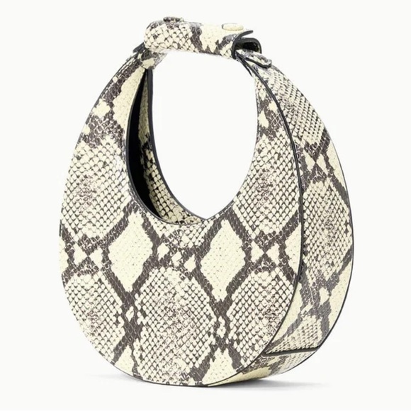 STAUD Handbags - STAUD Goodnight Moon Leather Bag White Snake